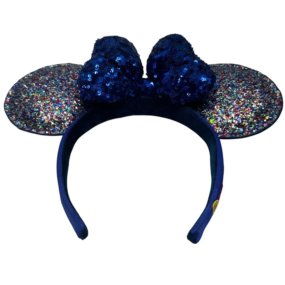 Disney Parks Minnie Mouse 2020 Glitter Ears Blue Sequined Bow‎ Headband
